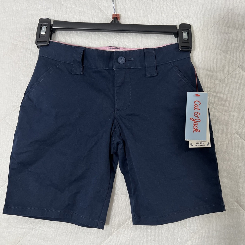 Cat & Jack Size 6 Navy Blue Uniform Chino Shorts‎ NWT